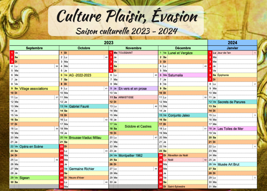 Calendrier CPE 2023-2024